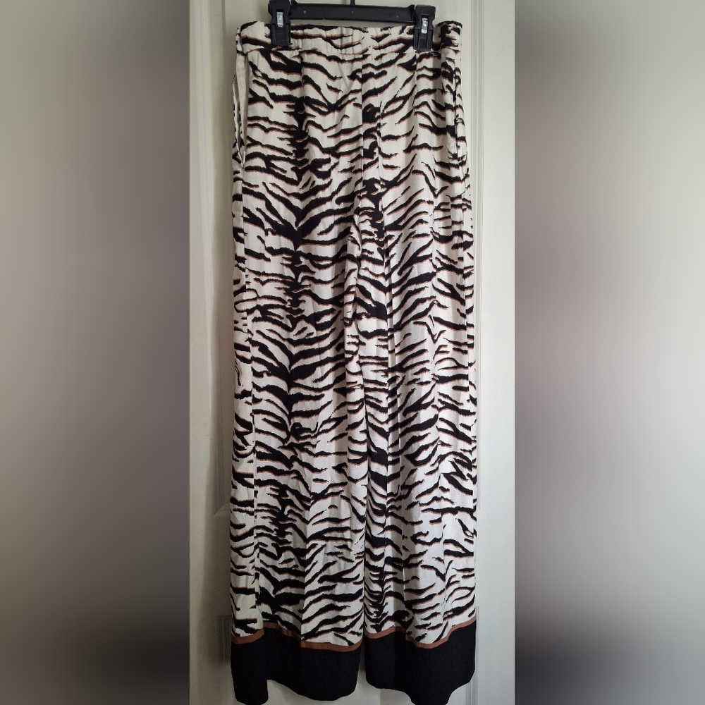 H&M NWT Zebra Print Wide Leg Pants Women's Sz 4 Formal Party Profesional Casual - Picture 9 of 9
